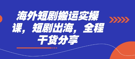 海外短剧搬运实操课，短剧出海，全程干货分享-垣曜资源