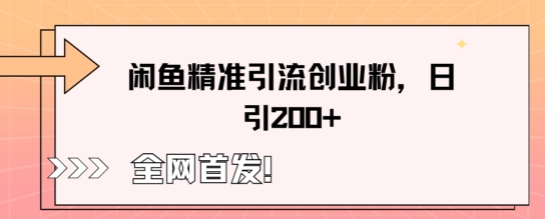 闲鱼精准引流创业粉，轻松日引200+-垣曜资源