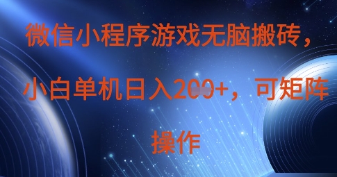 微信小程序游戏无脑搬砖，单设备日入2张+，可矩阵操作-垣曜资源