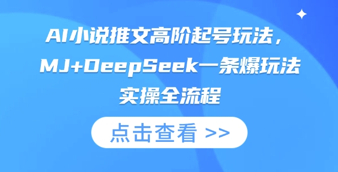 AI小说推文高阶起号玩法，MJ+DeepSeek一条爆玩法实操全流程-垣曜资源